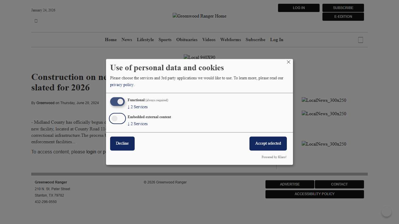 Construction on new county jail is underway, completion slated for 2026 Greenwood Ranger